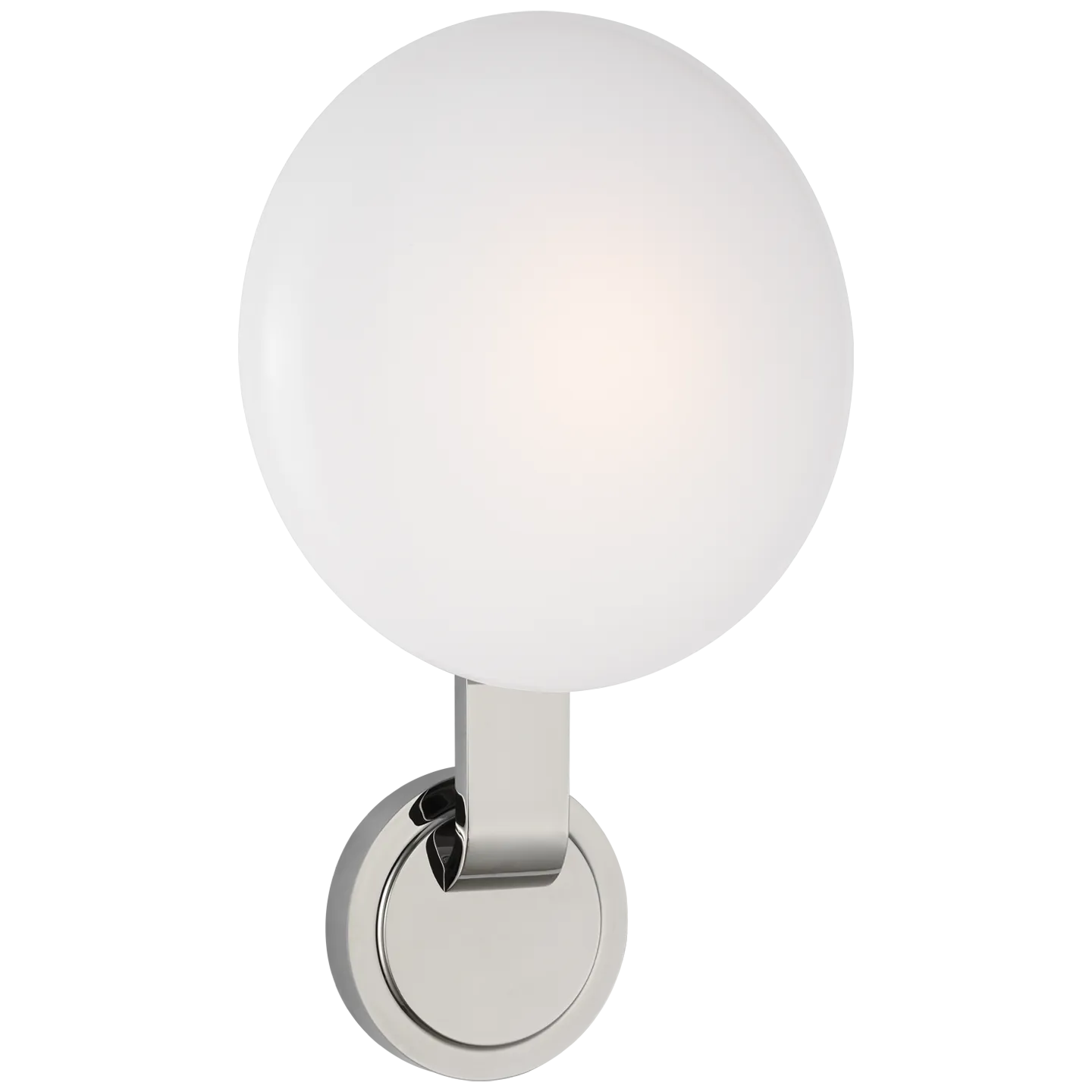 Marisol Medium Single Sconce in Polished Nickel with White Glass