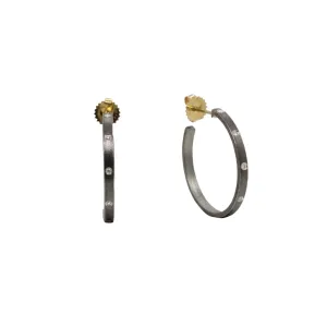Medium Platinum and Silver Diamond Olly Hoops