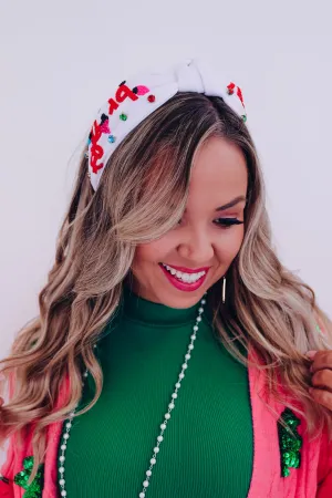 Merry And Bright Knotted Headband - White