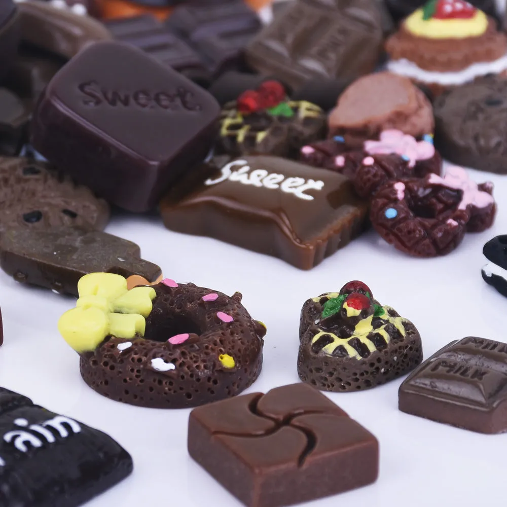 Mixed Cute Chocolate Sweet Treats Food Cabochons Flatback Resin Cabochons DIY Decoden Craft embellishment 20pcs 10249950