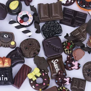 Mixed Cute Chocolate Sweet Treats Food Cabochons Flatback Resin Cabochons DIY Decoden Craft embellishment 20pcs 10249950