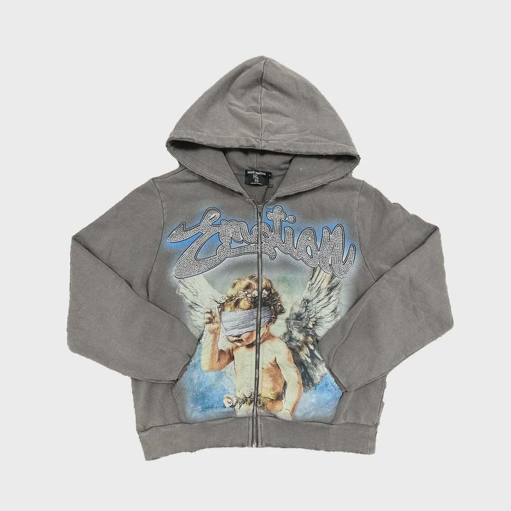 Mixed Emotion Grey Rhinestone Hoodie