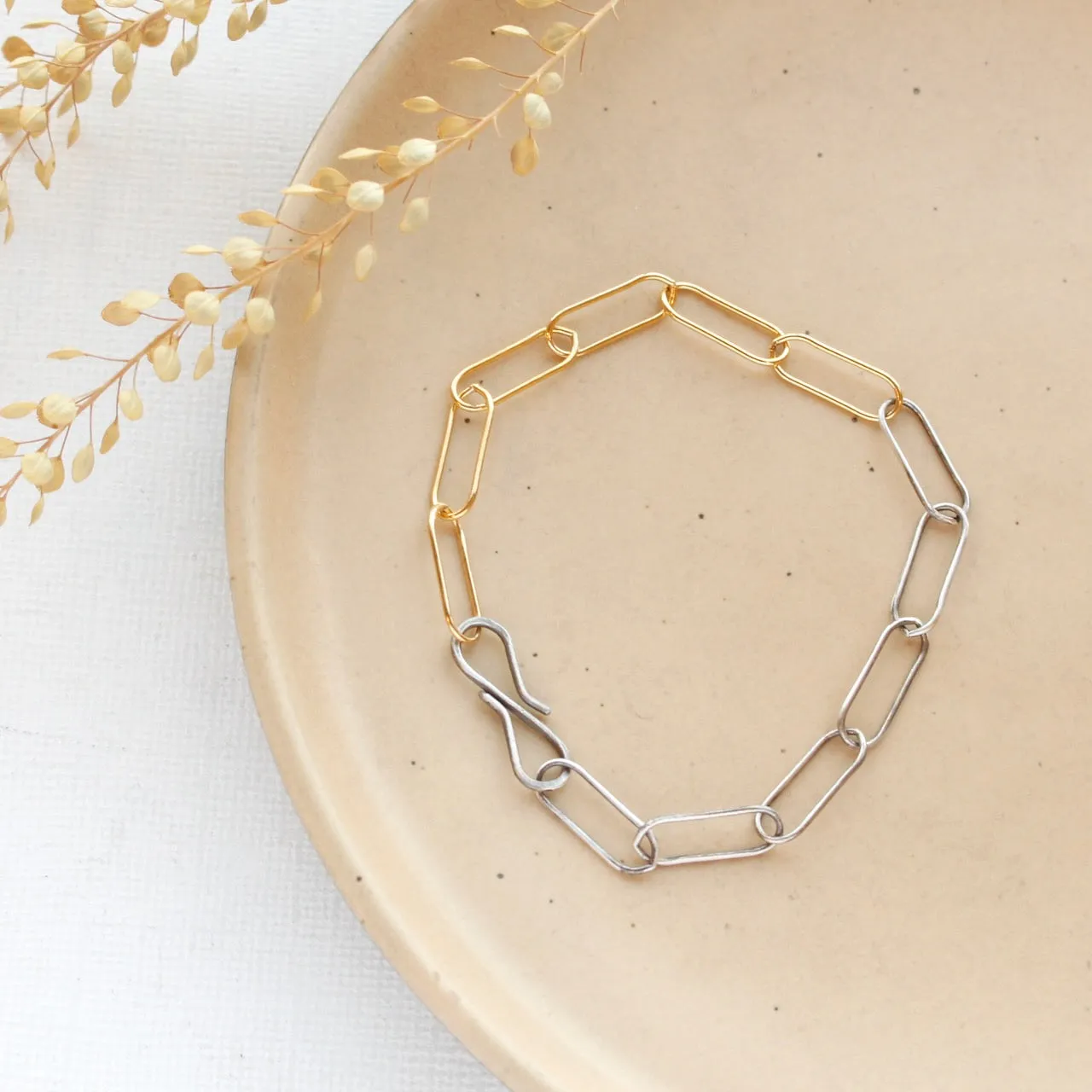 Mixed Metal Paperclip Bracelet