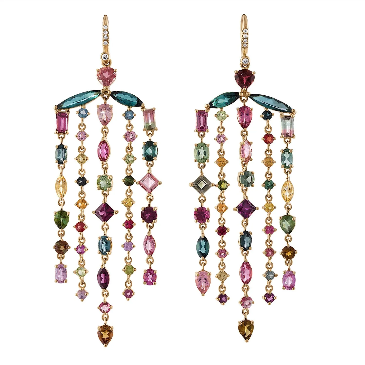 Mixed Tourmaline Fringe Earrings