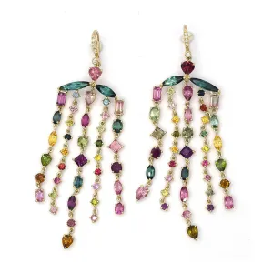 Mixed Tourmaline Fringe Earrings