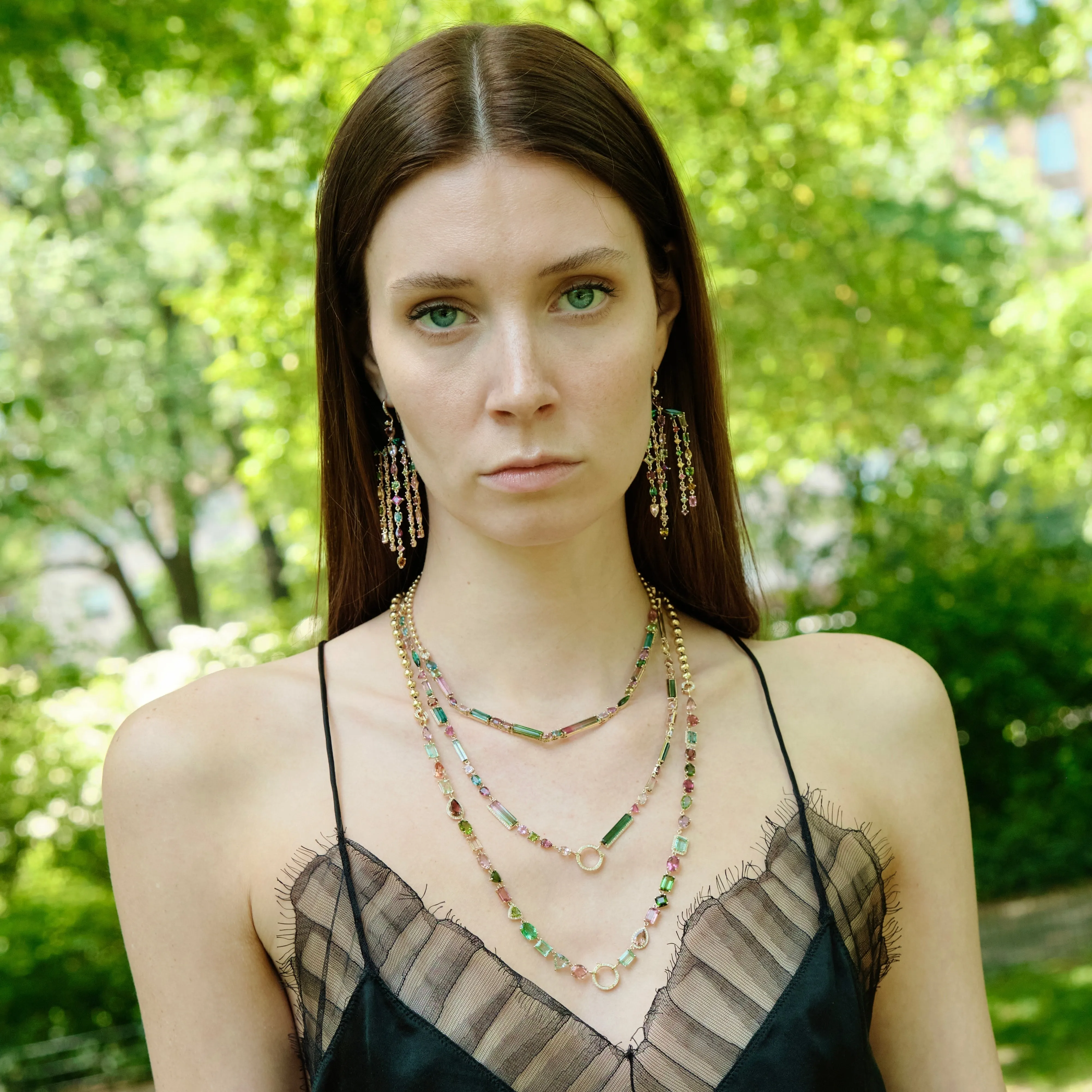 Mixed Tourmaline Fringe Earrings