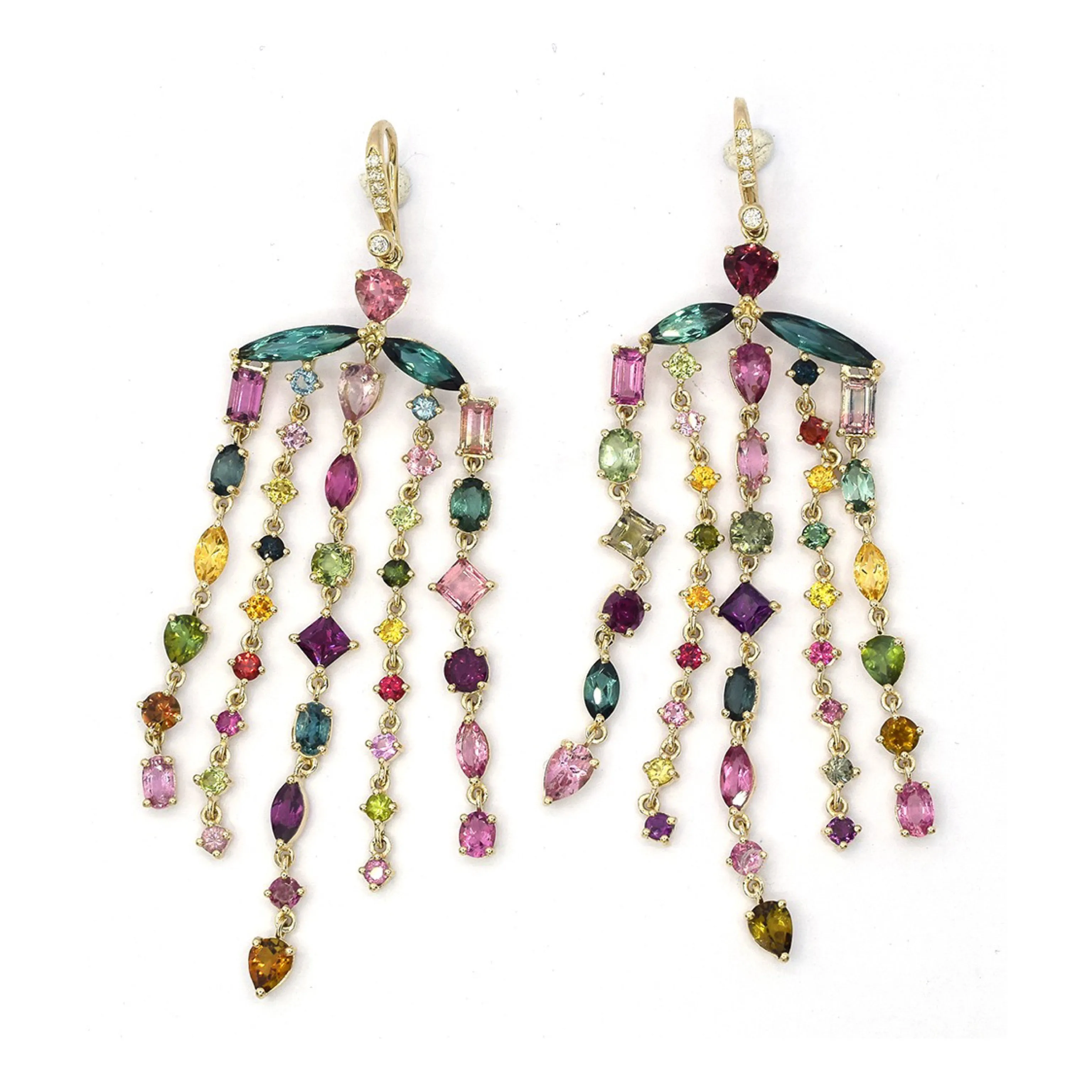 Mixed Tourmaline Fringe Earrings