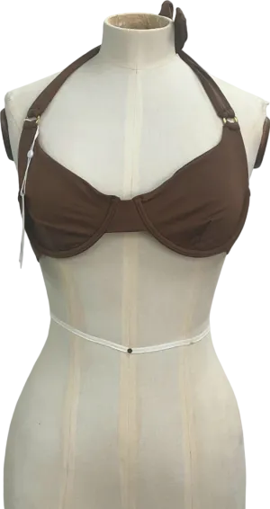 Monday Swimwear Brown Halter Bikini Top UK M