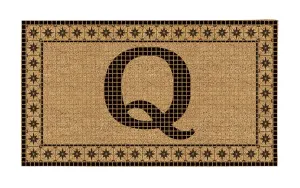 Monogram Flocked Coir  Vintage Tile Mat, Letter Q,2rmc1296mq