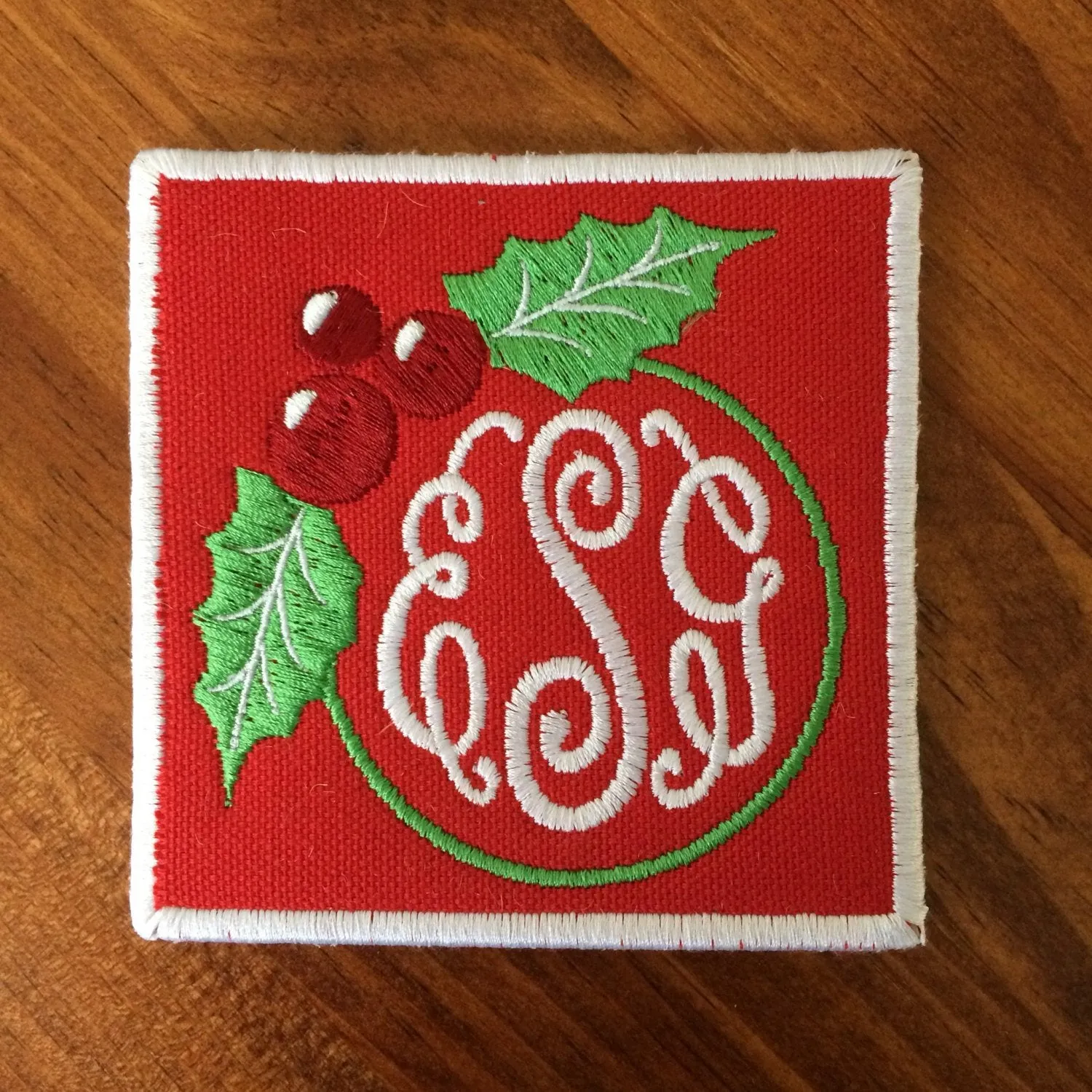 Monogrammed Holiday Coasters -Set of Four