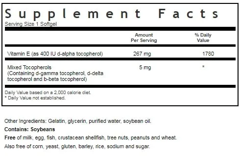 NATURAL VITAMIN E 400 IU MIXED, SGELS