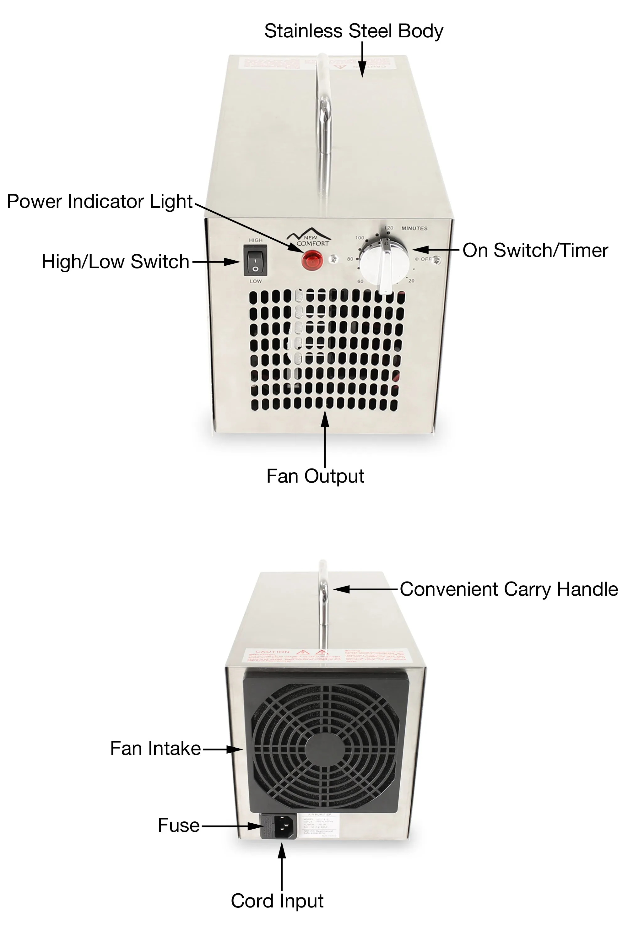 New Comfort Stainless Steel Commercial Ozone Generating Air Purifier by New Comfort by Prolux