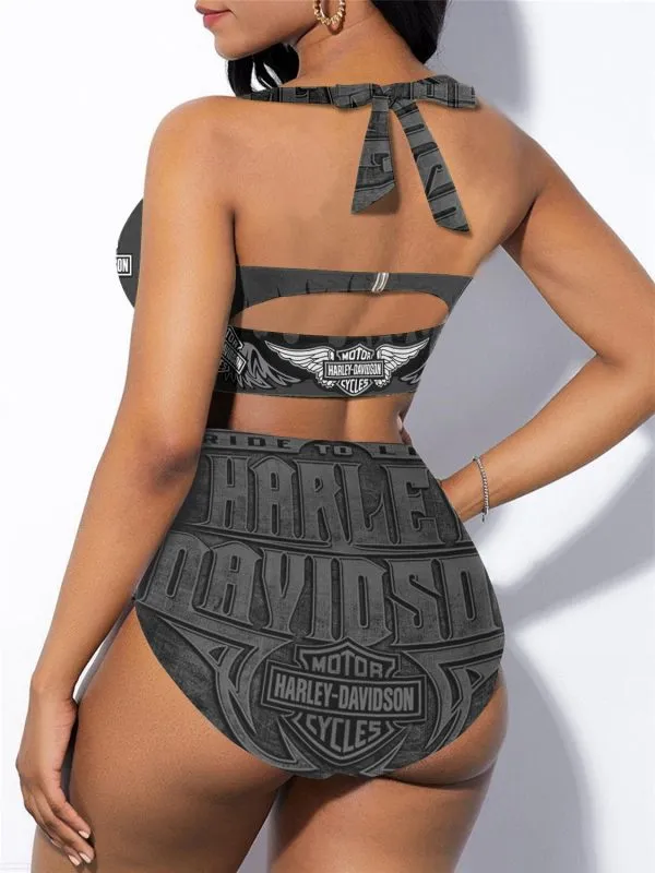 NEW Harley Davidson Sexy Print Bikini Swimsuit, Sz 2XL, Black/Grey! Retails $75 