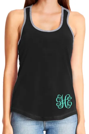 Next Level Ladies' Colorblock Racerback Tank, Black/Heather Gray *Personalize It!