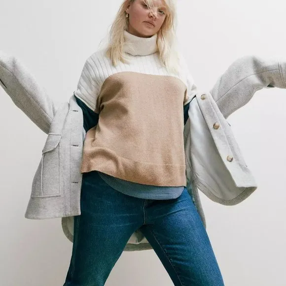 [NWT] Madewell Wool Colorblock Turtleneck Sweater