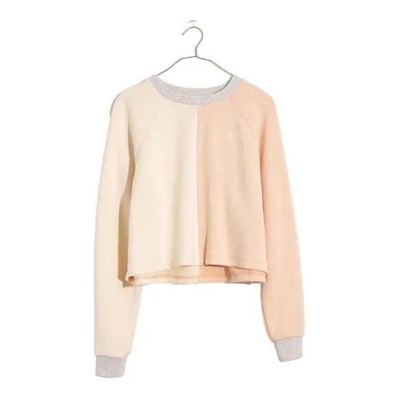 NWT Madewell Airyterry Colorblock Crop Sweatshirt