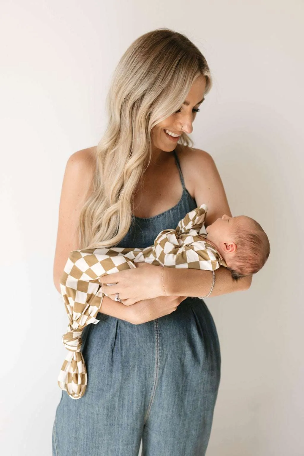 Olive Checkerboard | Bamboo Knotted Gown