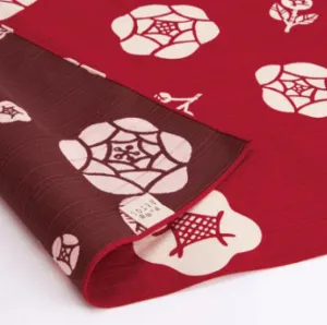 Omotenashi -  Double-Sided Dyeing Bara (Rose) Red/Brown 薔薇 （ばら）／深緋（こきひ） - Furoshiki (Japanese Wrapping Cloth)