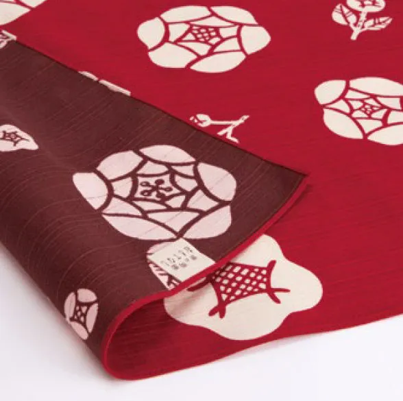 Omotenashi -  Double-Sided Dyeing Bara (Rose) Red/Brown 薔薇 （ばら）／深緋（こきひ） - Furoshiki (Japanese Wrapping Cloth)