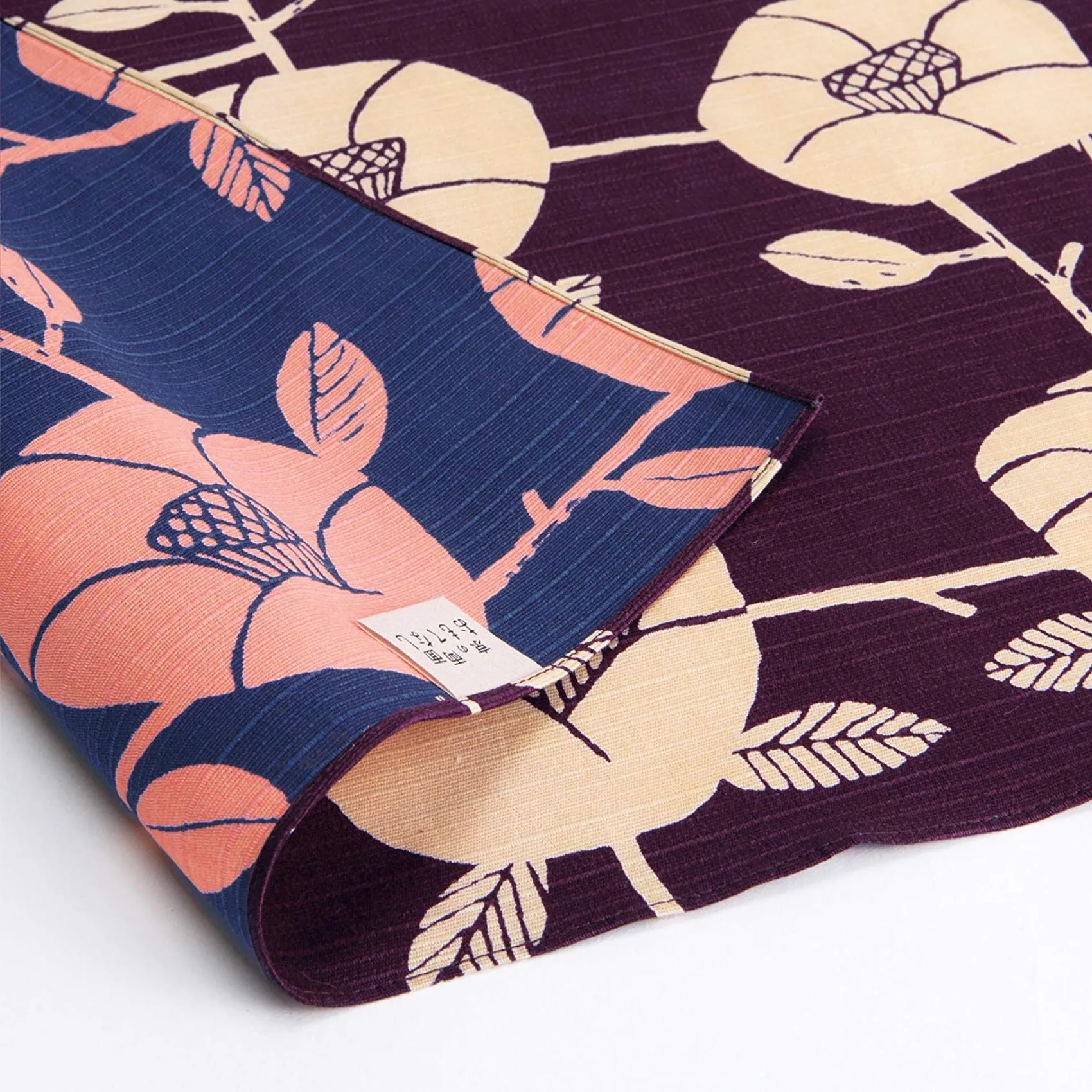 Omotenashi -  Double-Sided Dyeing Tsubaki (Camellia) Purple  椿／紫根色（しこんいろ）- 105 x 105 cm       Furoshiki (Japanese Wrapping Cloth)