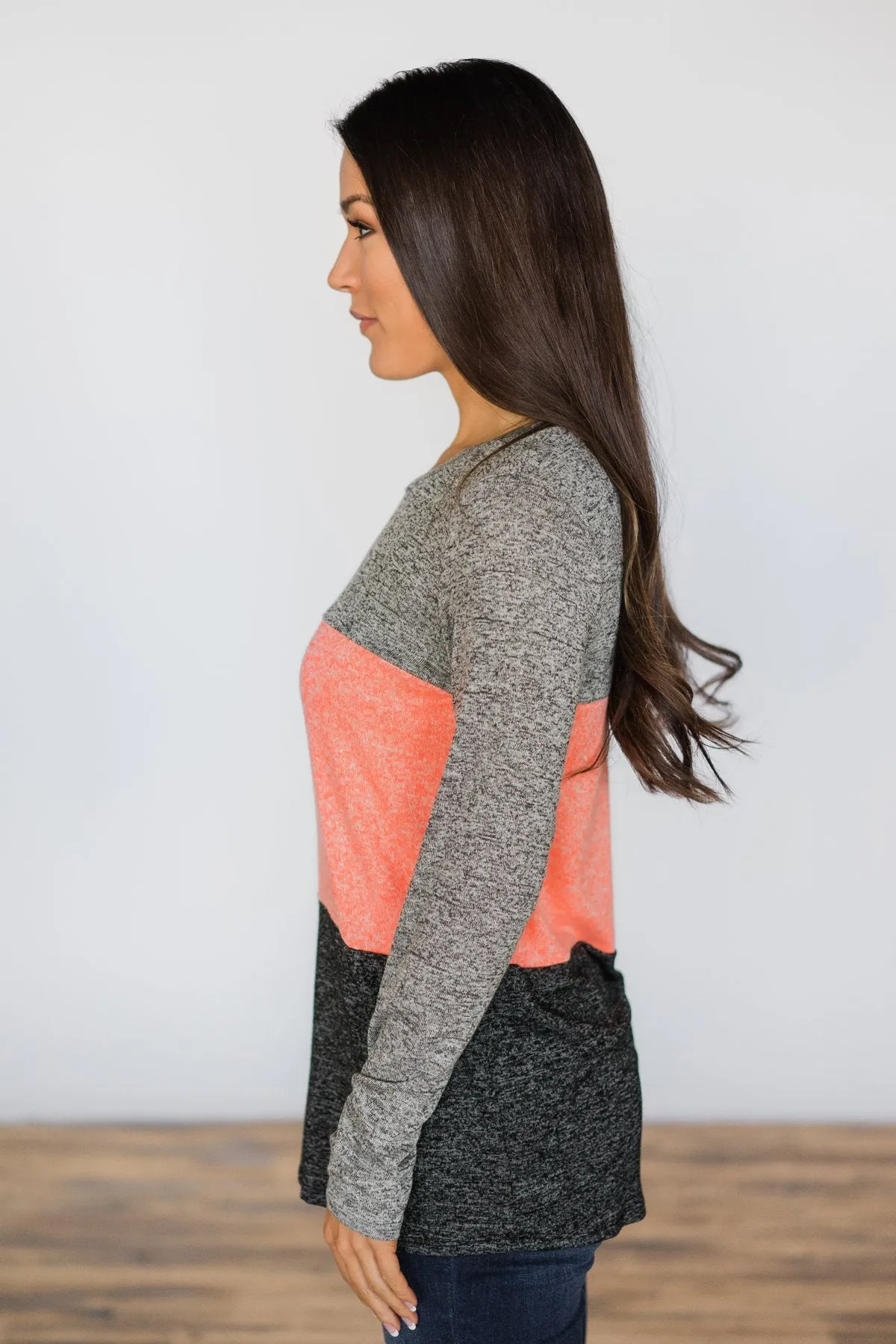 On the Brightside Color Block Top ~ Coral