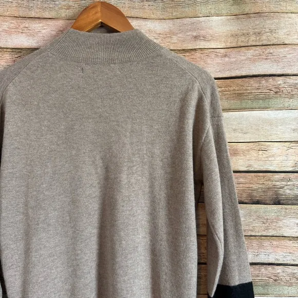 One Grey Day Women's 100% Yak Colorblock Mock Neck Pullover Sweater Size Small
