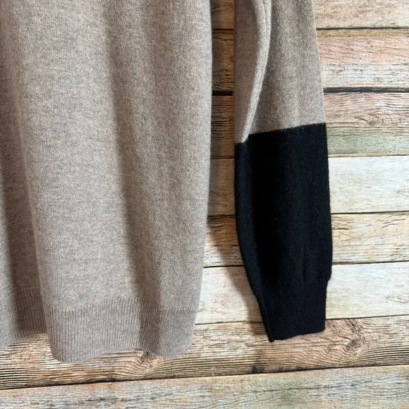One Grey Day Women's 100% Yak Colorblock Mock Neck Pullover Sweater Size Small