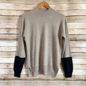 One Grey Day Women's 100% Yak Colorblock Mock Neck Pullover Sweater Size Small