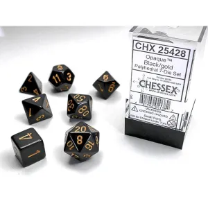 Opaque 7-Piece Set: Opaque Dice - Black/Gold