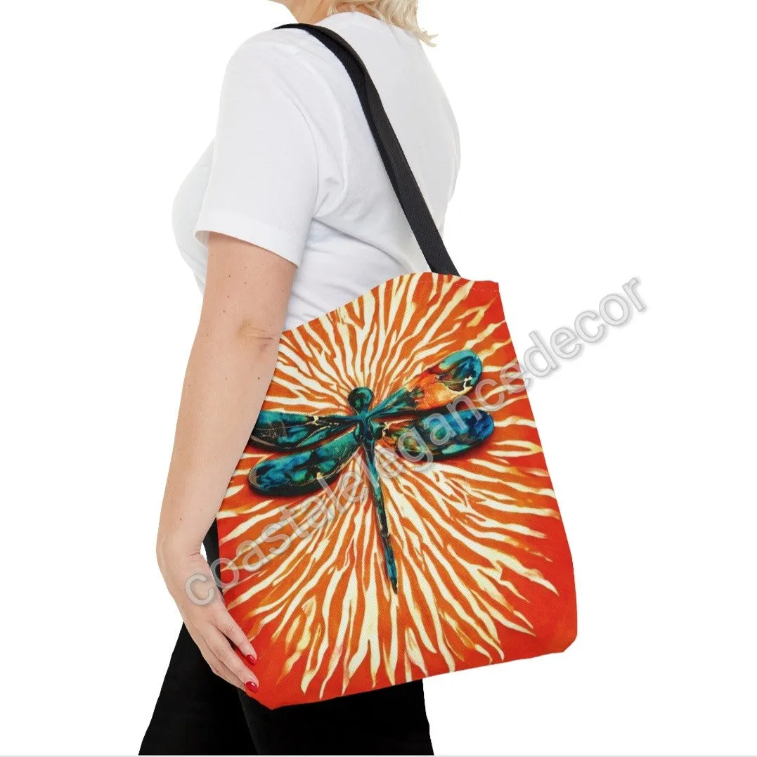 Original Art Dragonfly with Sunburst Tote Bag Printed 2 sizes