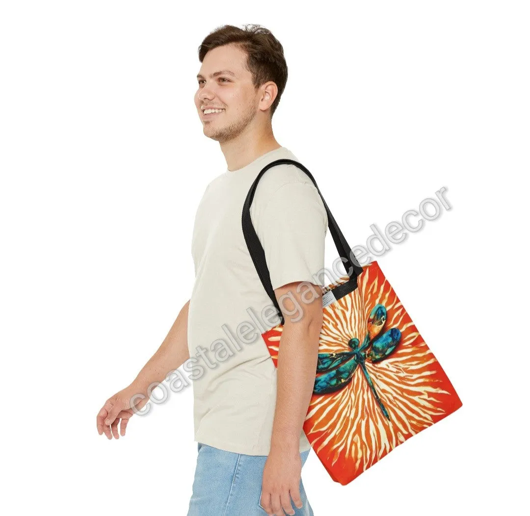 Original Art Dragonfly with Sunburst Tote Bag Printed 2 sizes