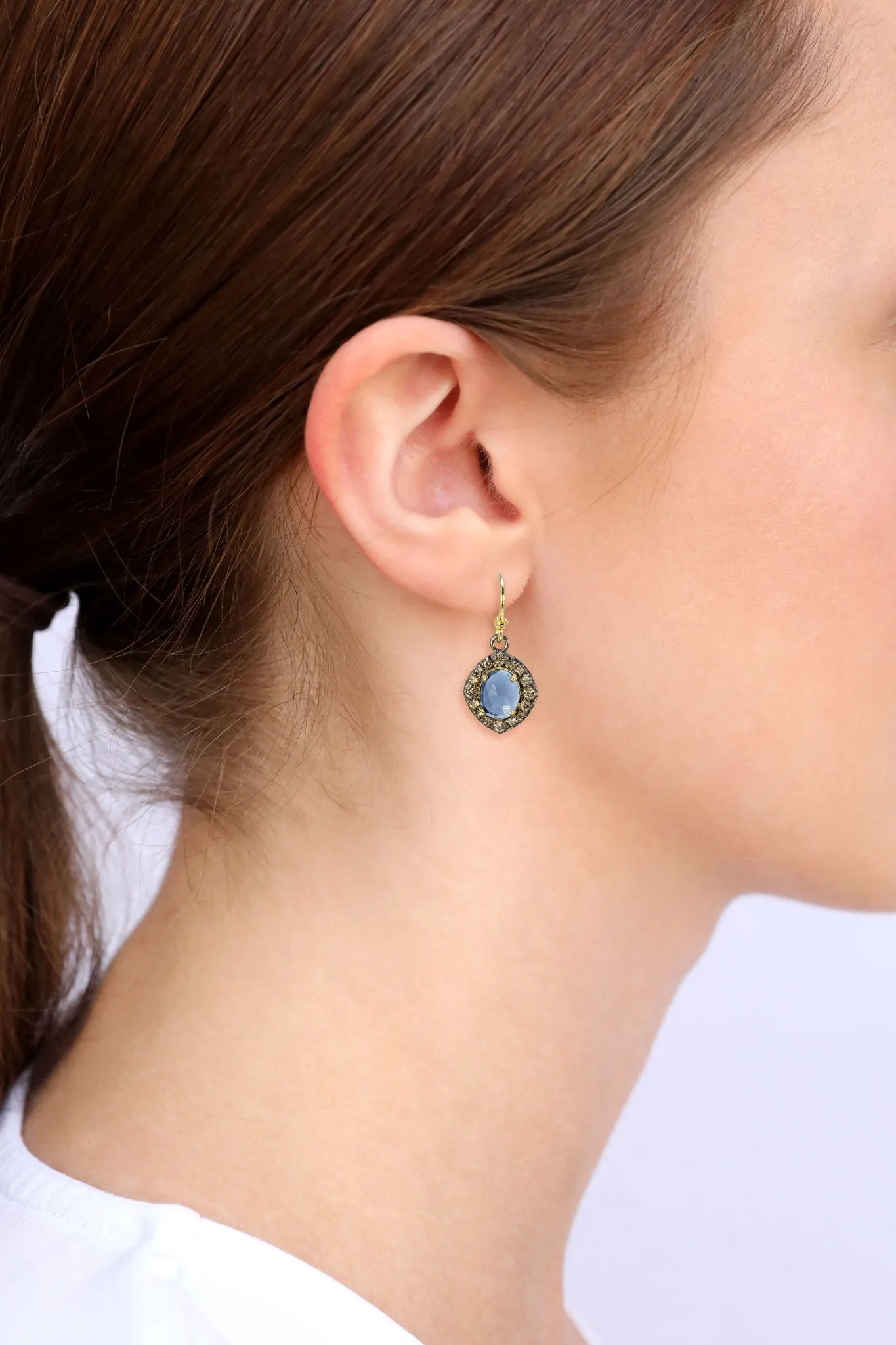 OVAL LONDON BLUE TOPAZ DROP EARRING
