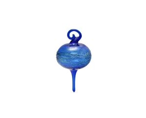 Pacifica Blue Glass Ornament with gold wrap