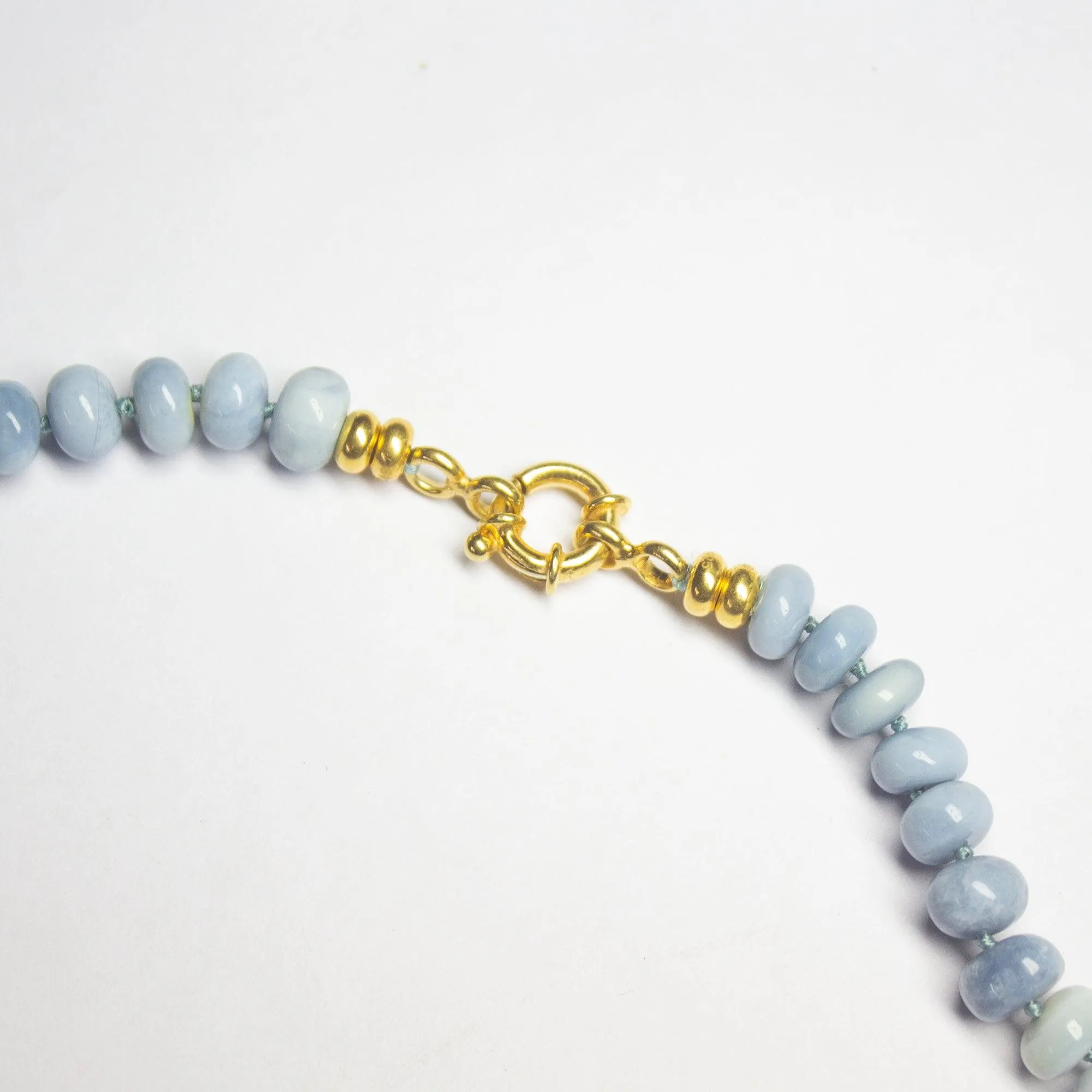 Pale Blue Opal Knotted Necklace