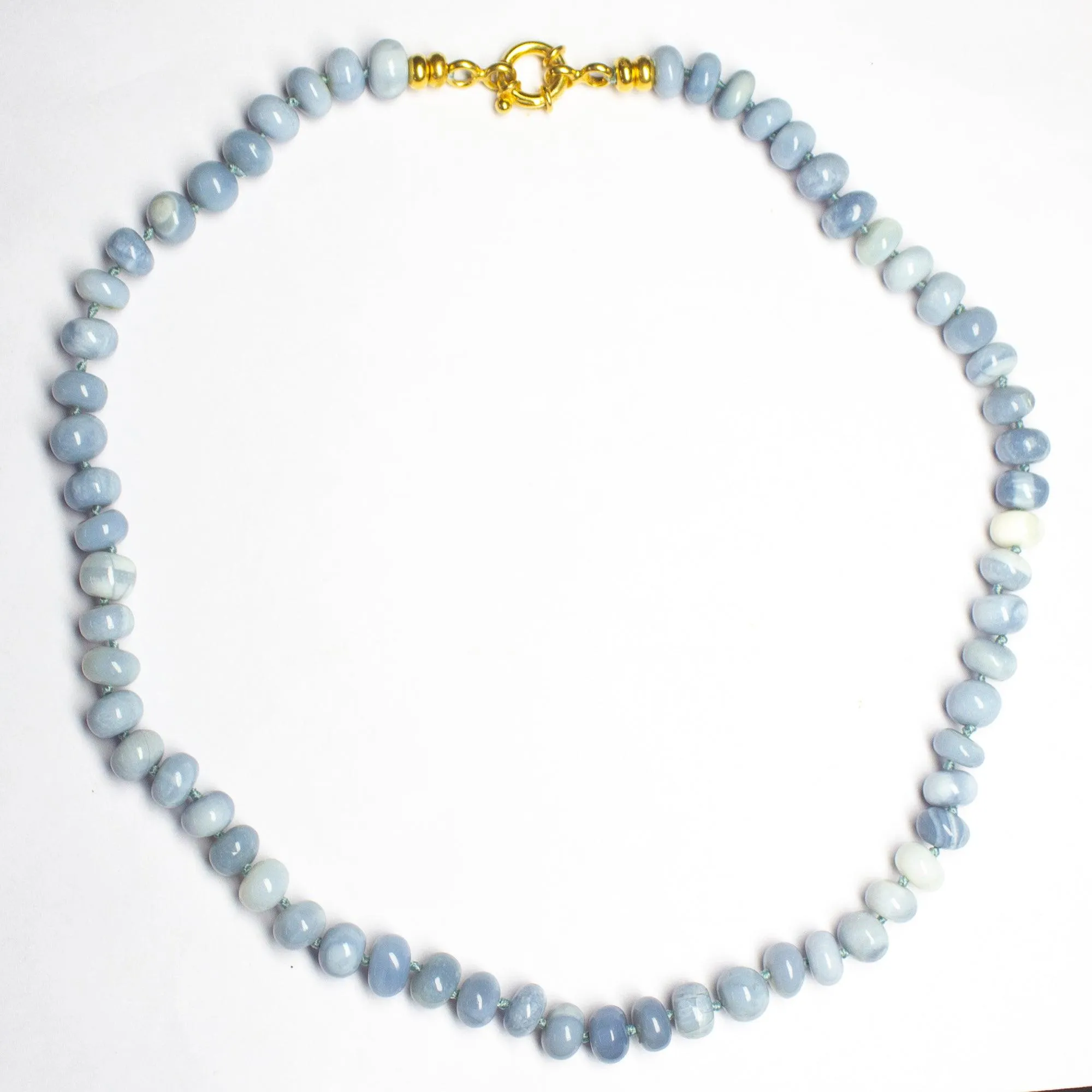 Pale Blue Opal Knotted Necklace