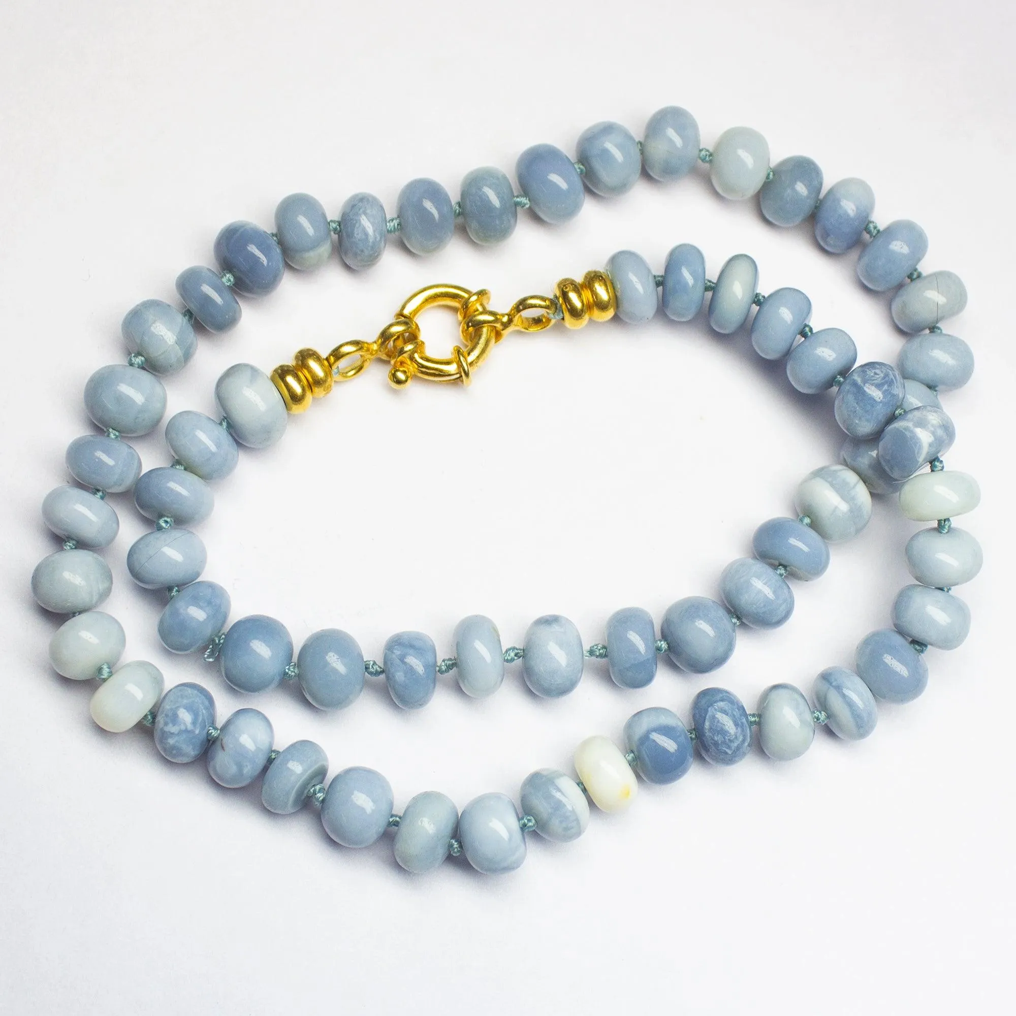 Pale Blue Opal Knotted Necklace