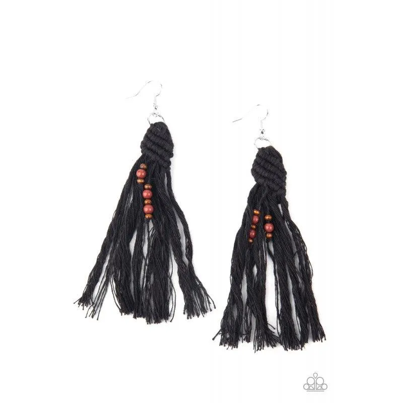 Paparazzi Beach Bash Black Pierced Earrings