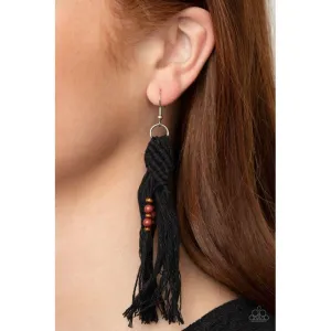 Paparazzi Beach Bash Black Pierced Earrings