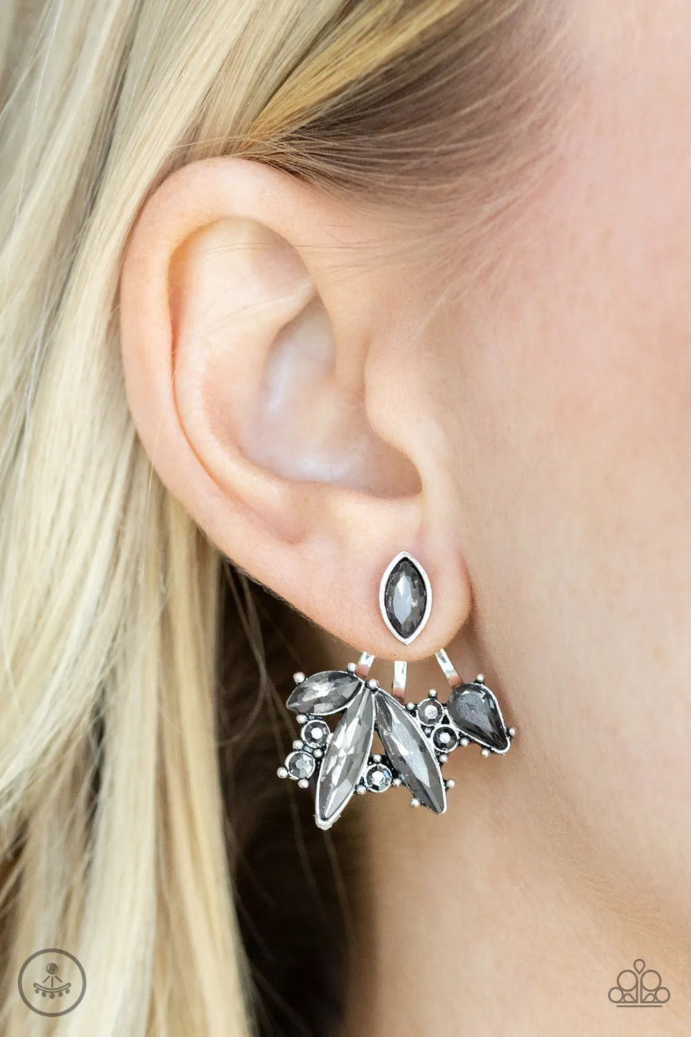 Paparazzi Deco Dynamite - White/Silver Jacket Earrings