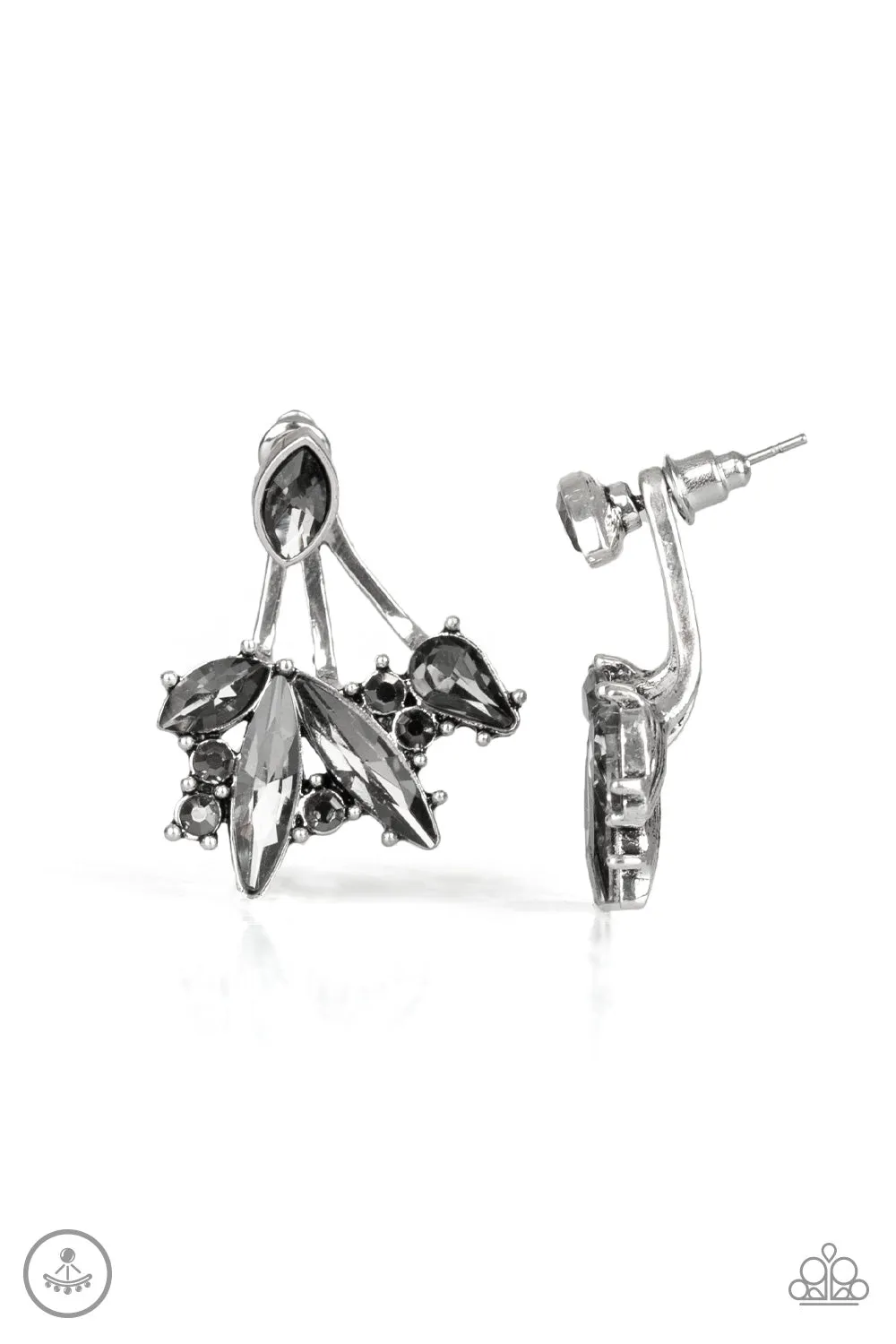 Paparazzi Deco Dynamite - White/Silver Jacket Earrings