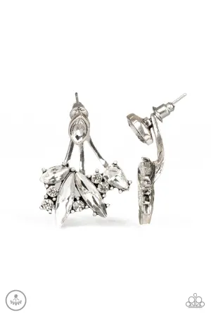 Paparazzi Deco Dynamite - White/Silver Jacket Earrings
