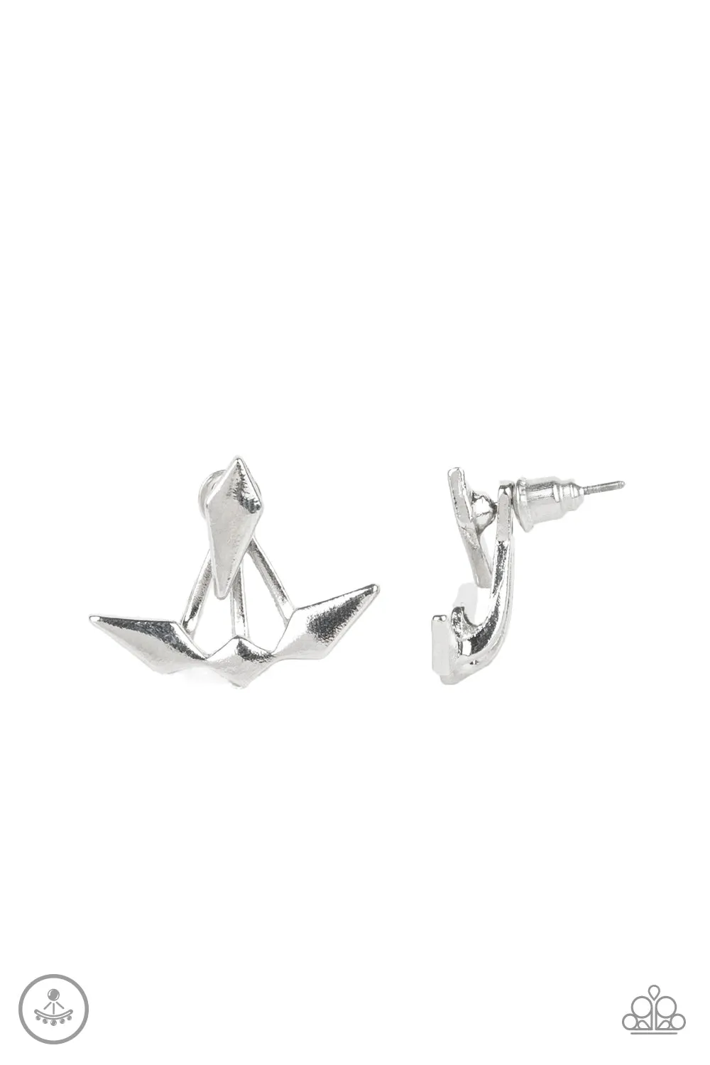 Paparazzi - Metal Origami - Silver Earrings