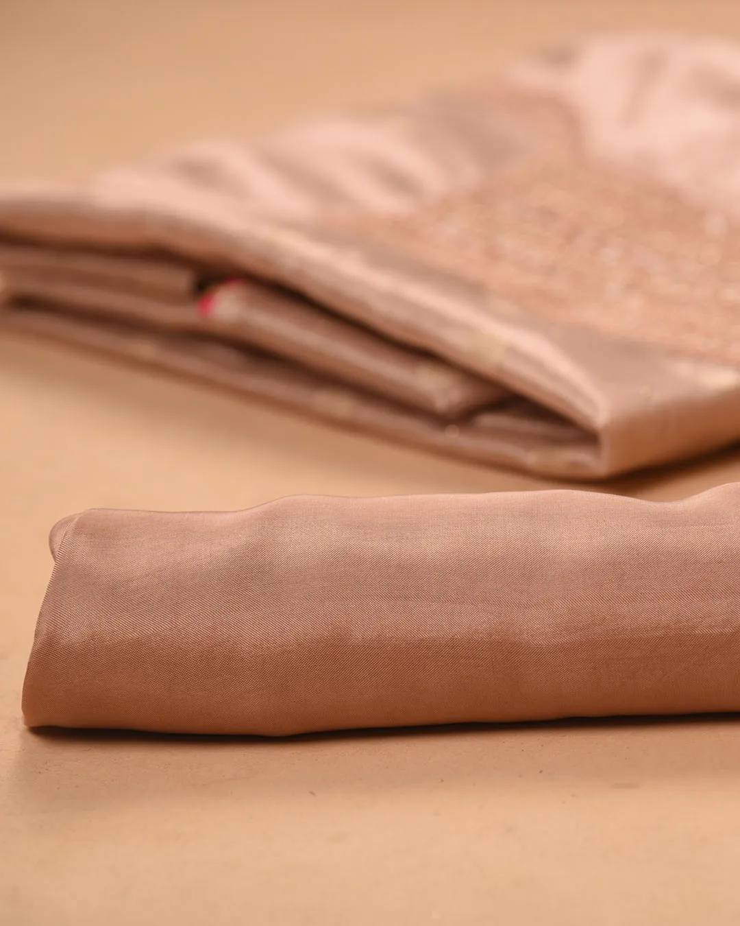Peach Organza Tissue Blend Woven With Embroidery Unstitched Suit Fabric Set With Crushed Organza Woven Dupatta
