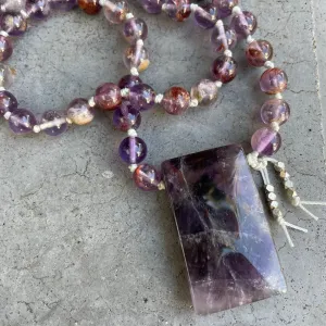 Phantom Amethyst Quartz and Amethyst Mala