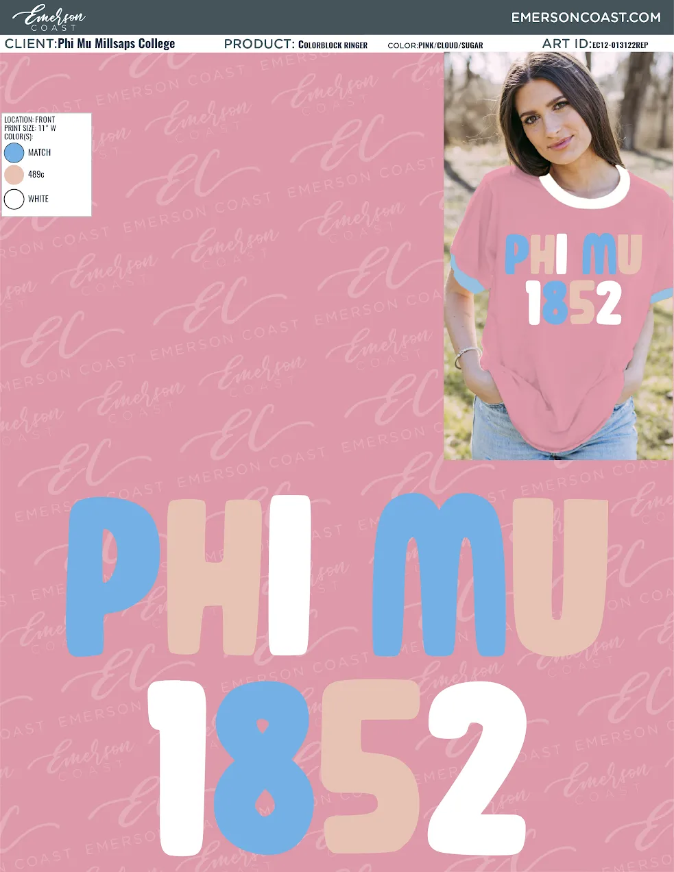 Phi Mu Pink Pastel Colorblock Ringer Tee