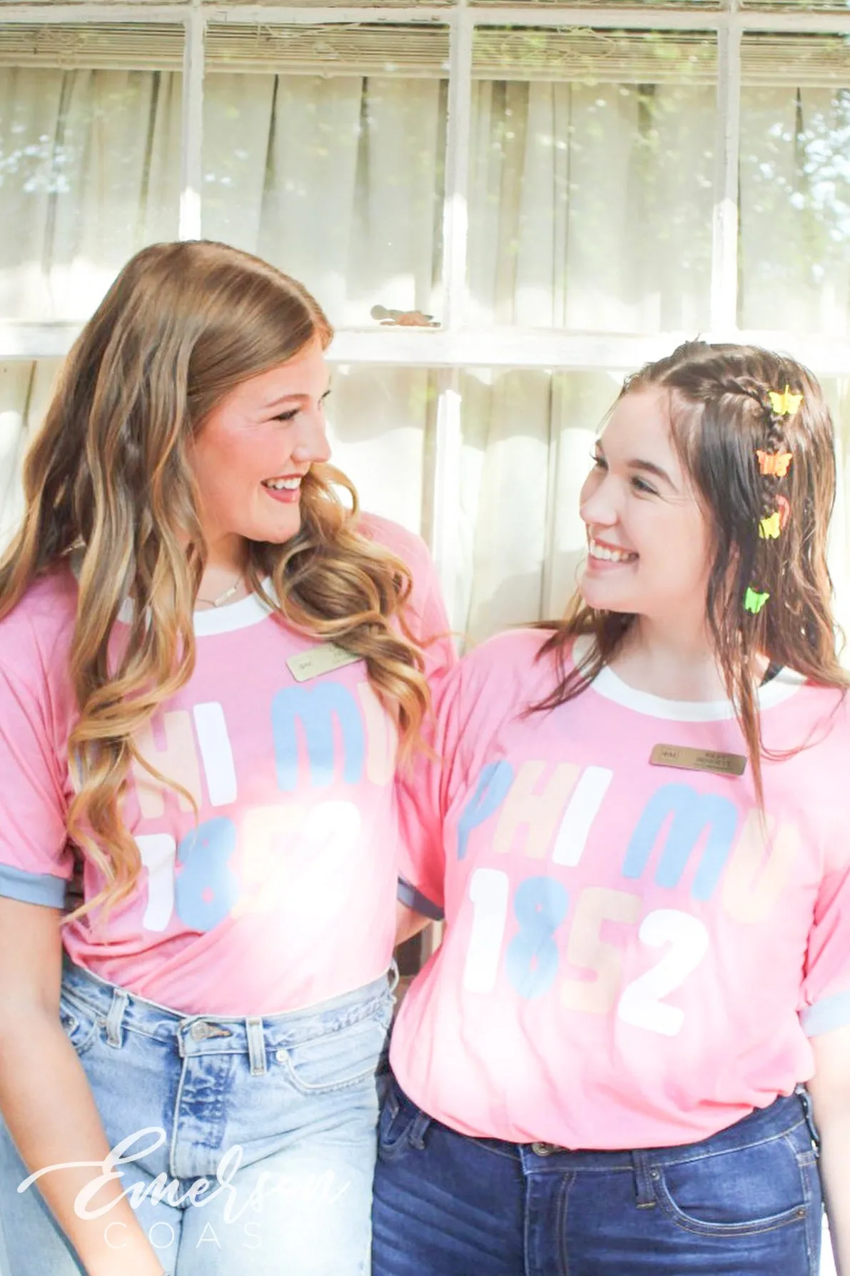 Phi Mu Pink Pastel Colorblock Ringer Tee