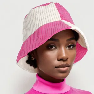Pink and Cream Corduroy Bucket Hat