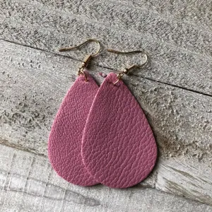 Pink Light Leather Earrings