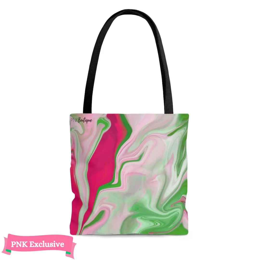 PNK Pink & Green Watercolor Tote Bag