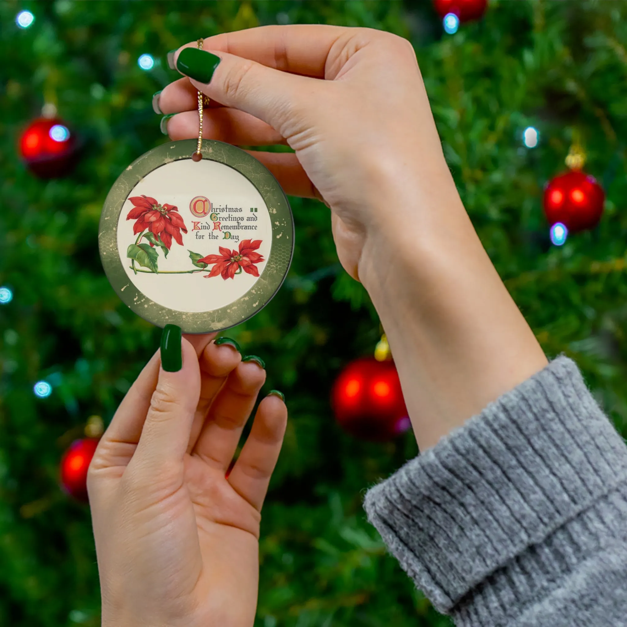 Poinsette Ceramic Disc Ornament       Item #2863973